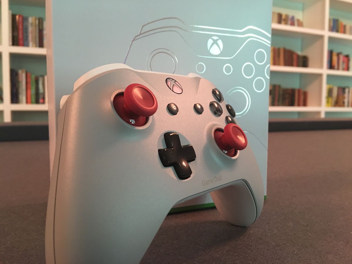 New Xbox One S / Xbox Design Lab controller in front of box