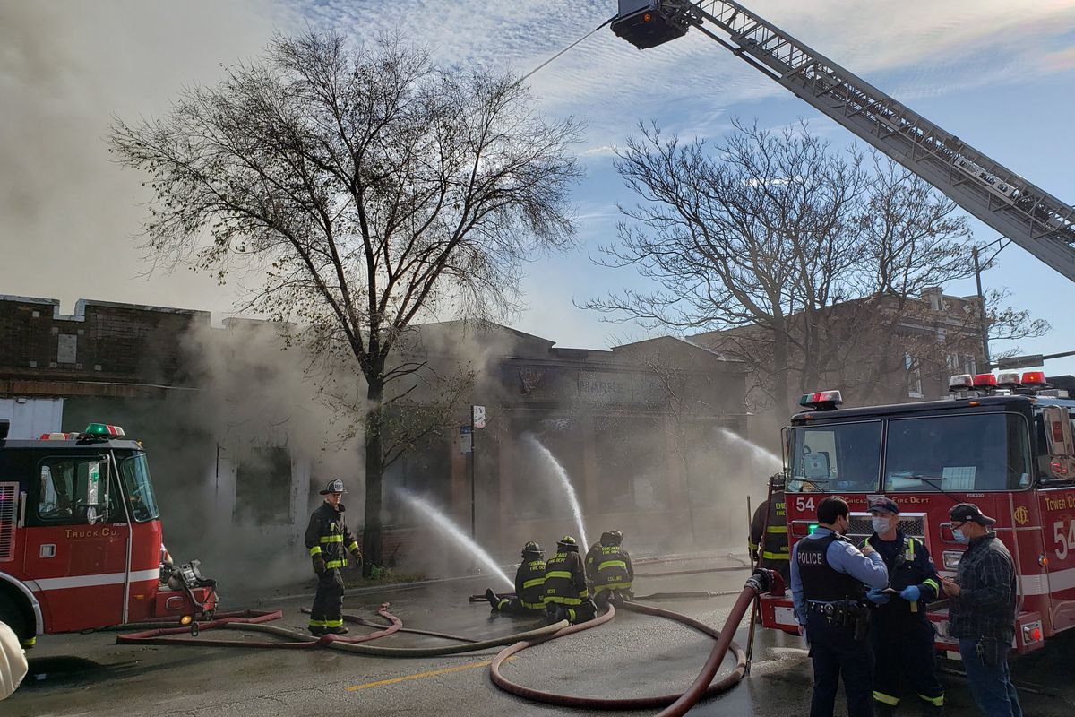 Crews battle a fire Nov. 20, 2020, at 3849 S. Kedzie Ave.