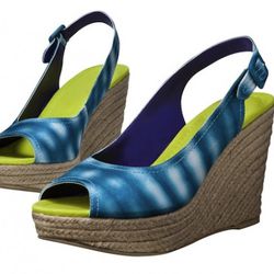 Womenâ€™s Linen Espadrille Wedges in Turquoise Print $29.99