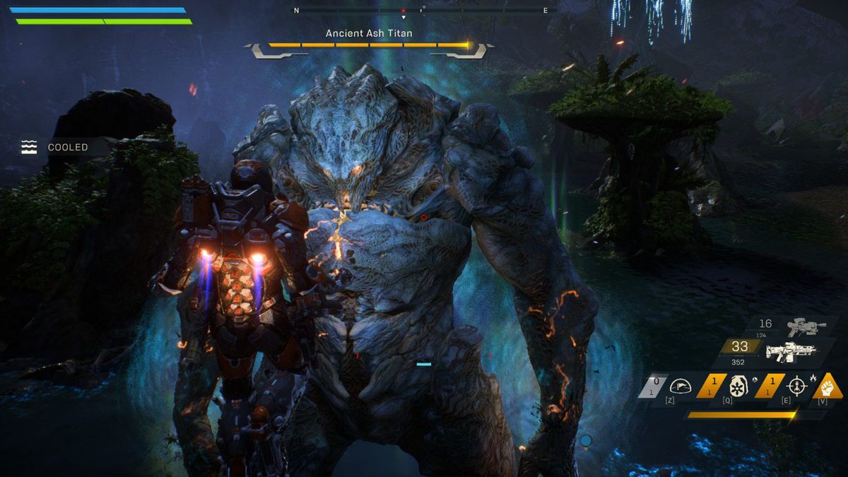 Anthem - a boss titan looms over the player.
