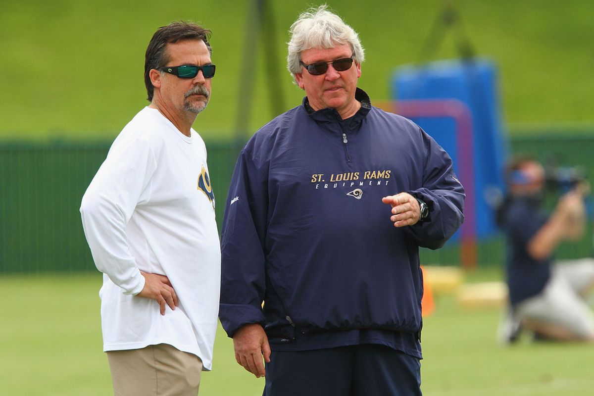 St. Louis Rams head coach Jeff Fischer (left) and assistant head coach Dave McGinnis, his right-hand man ... or left-hand in this photo. 