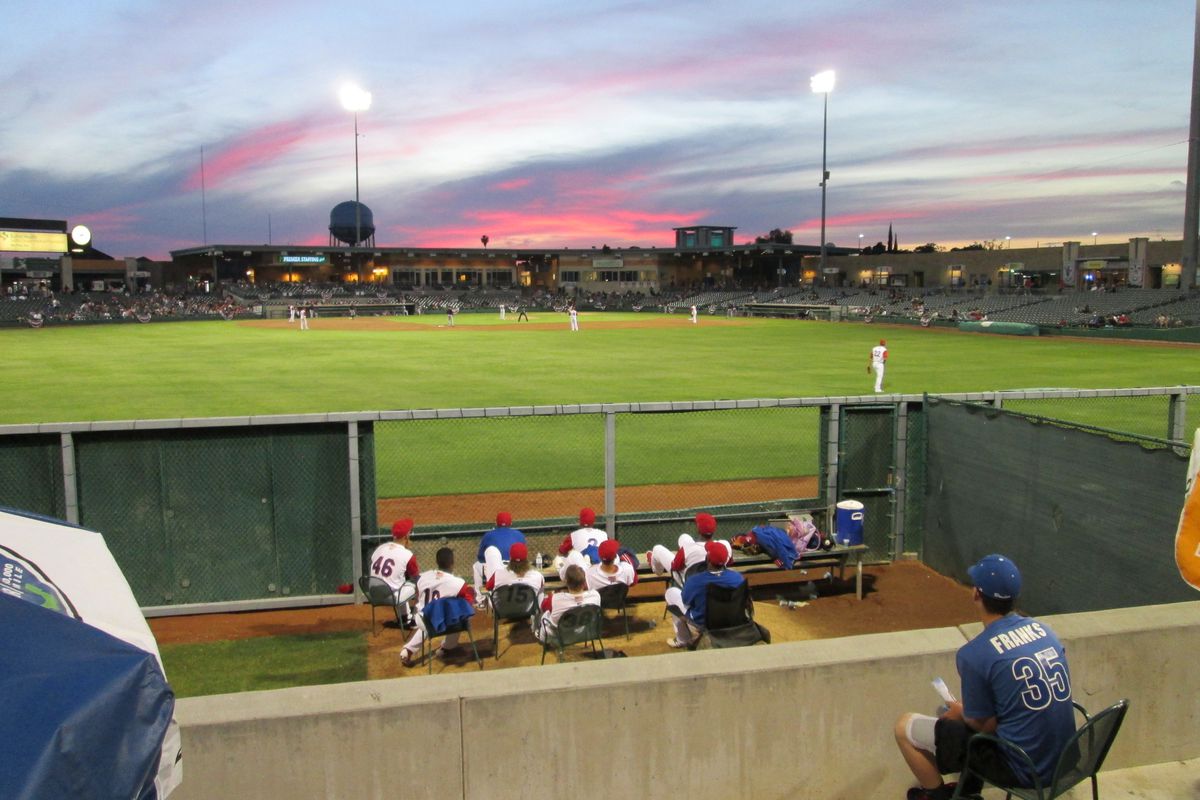 A sunset view from the left field BBQ Terrace in Stockton.