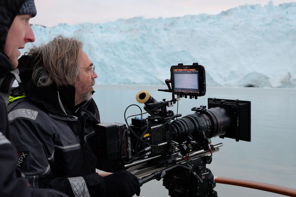The crew shooting icebergs in Greenland.