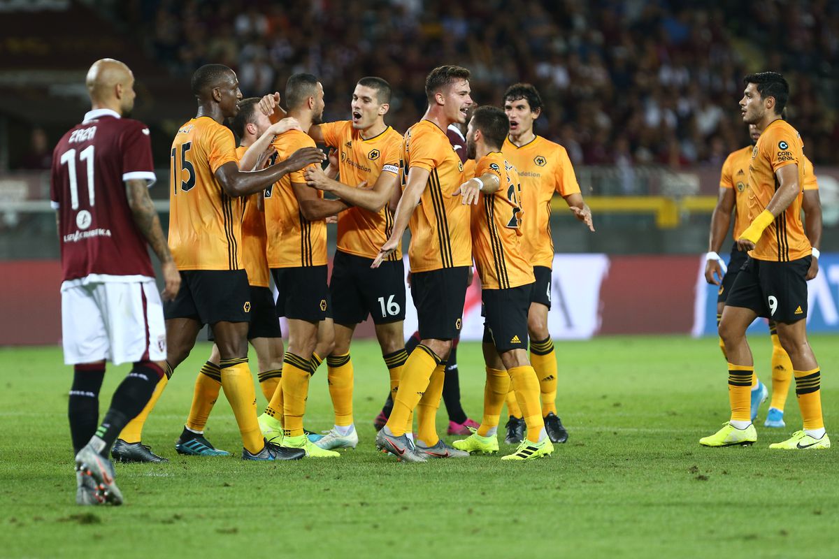 Players of Wolverhampton Wanderers Fc celebrate after...