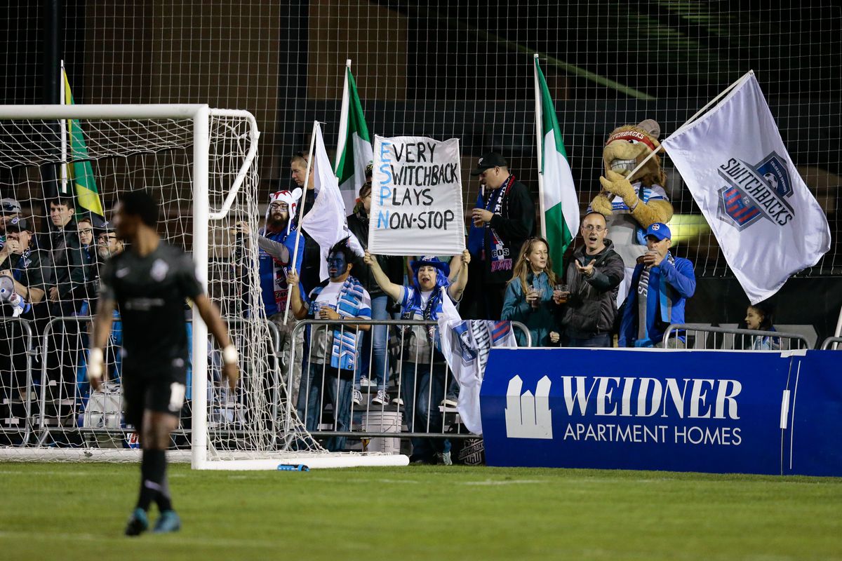 Oct 7, 2017; Colorado Springs, CO, USA; Colorado Springs Switchbacks FC fans in the second half against Sacramento Republic FC at Weidner Field. Credit: Isaiah J. Downing/Switchbacks FC