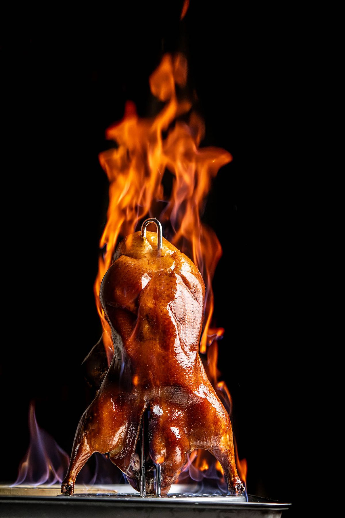 Baijiu-enflamed roast duck.