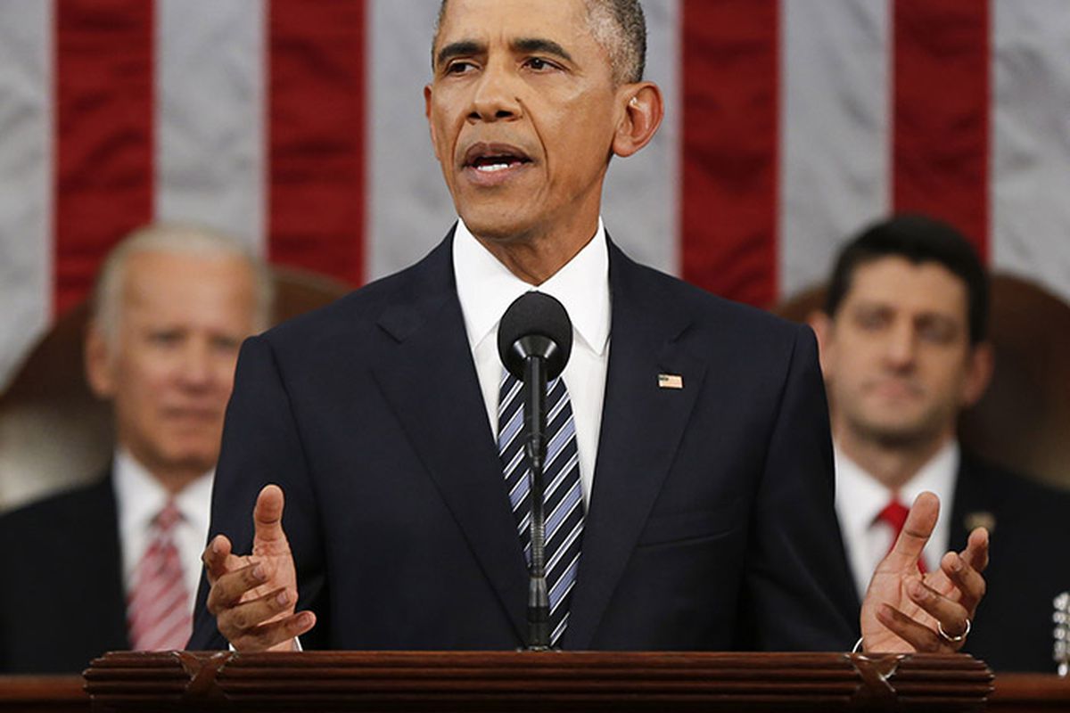 President Barack Obama delivers his State of the Union address before a joint session of Congress on Capitol Hill January 12, 2016, in Washington, DC. 