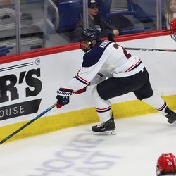 The RPI Engineers take on the UConn Huskies in a men’s college hockey game at the XL Center in Hartford, CT on October 12, 2019.