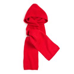 Hooded scarf in red, $80