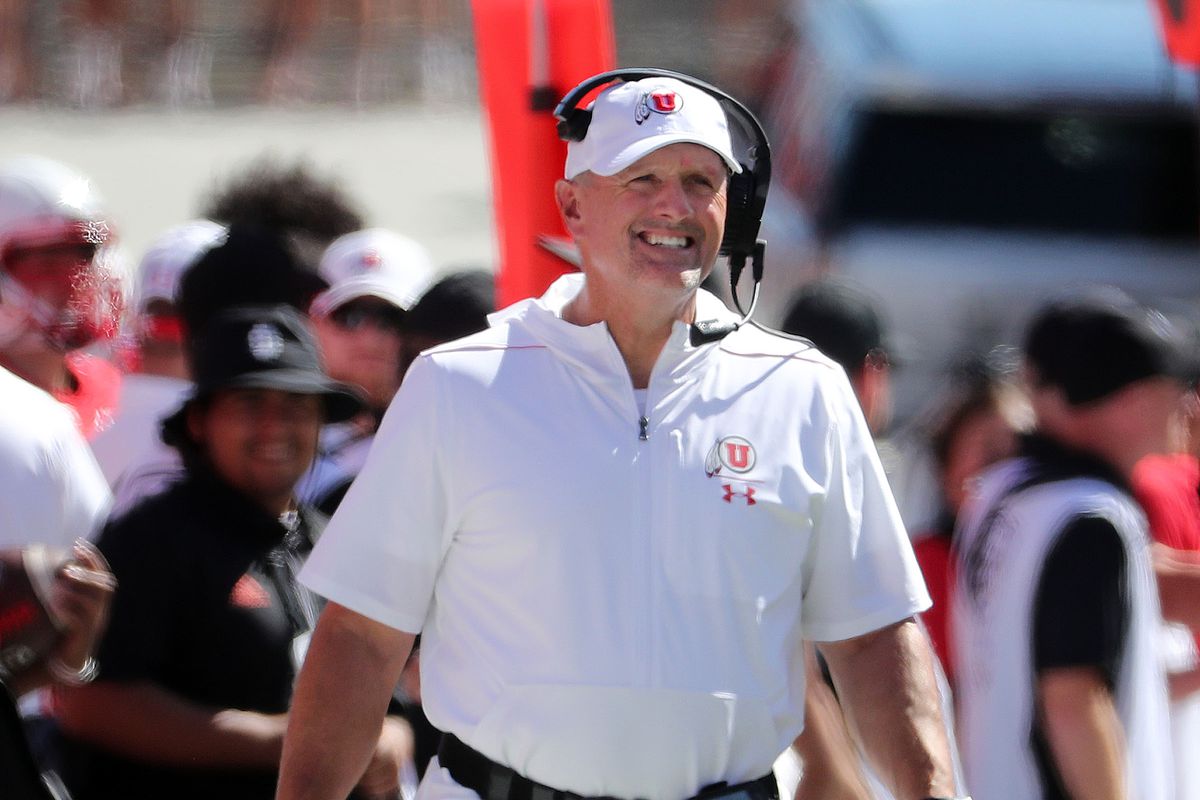 Utah Utes head coach Kyle Whittingham watchs action during NCAA football against the Idaho State Bengals in Salt Lake City on Saturday, Sept. 14, 2019.