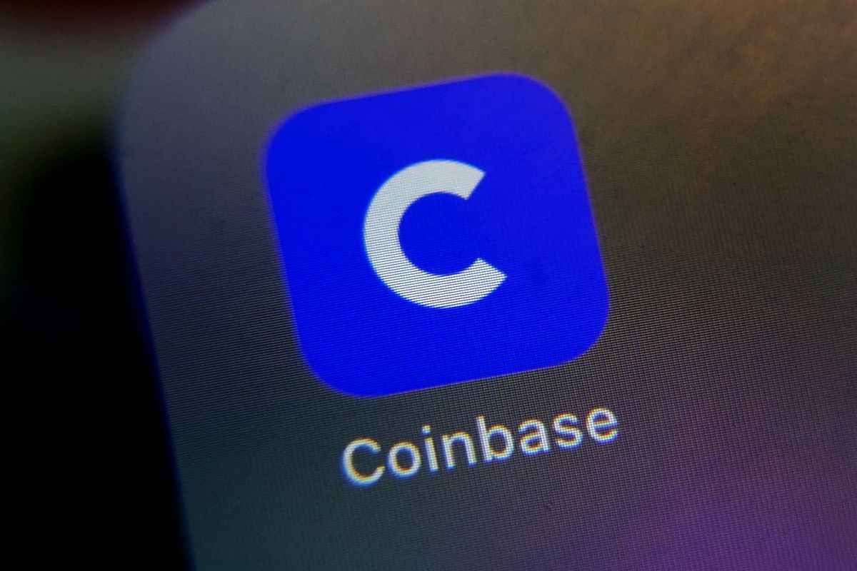 The mobile phone icon for the Coinbase app.