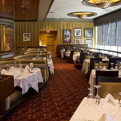 The dining room, with its views of the Strip, at Ruth's Chris.