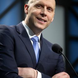 BYU introduces Mark Pope as their new men's head basketball coach at a press conference at the BYU Broadcast Building in Provo on Wednesday, April 10, 2019.