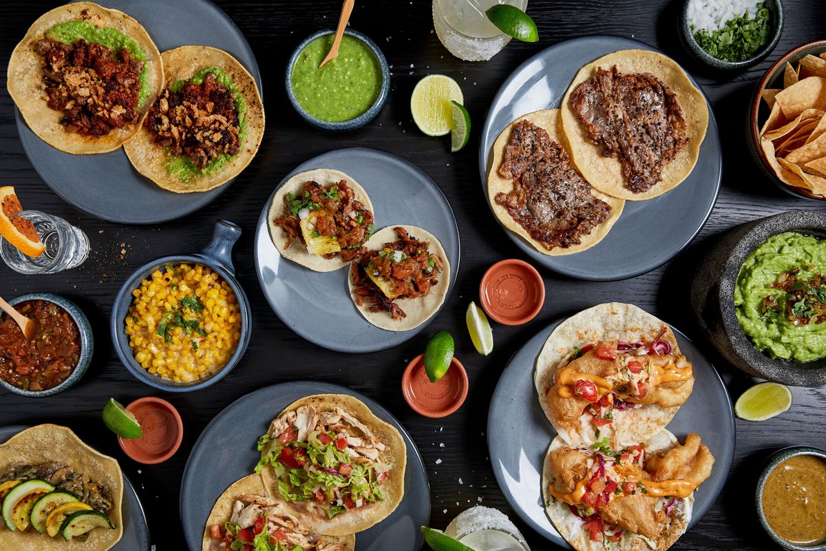 A spread of Mexican food at La Popular MDMX.