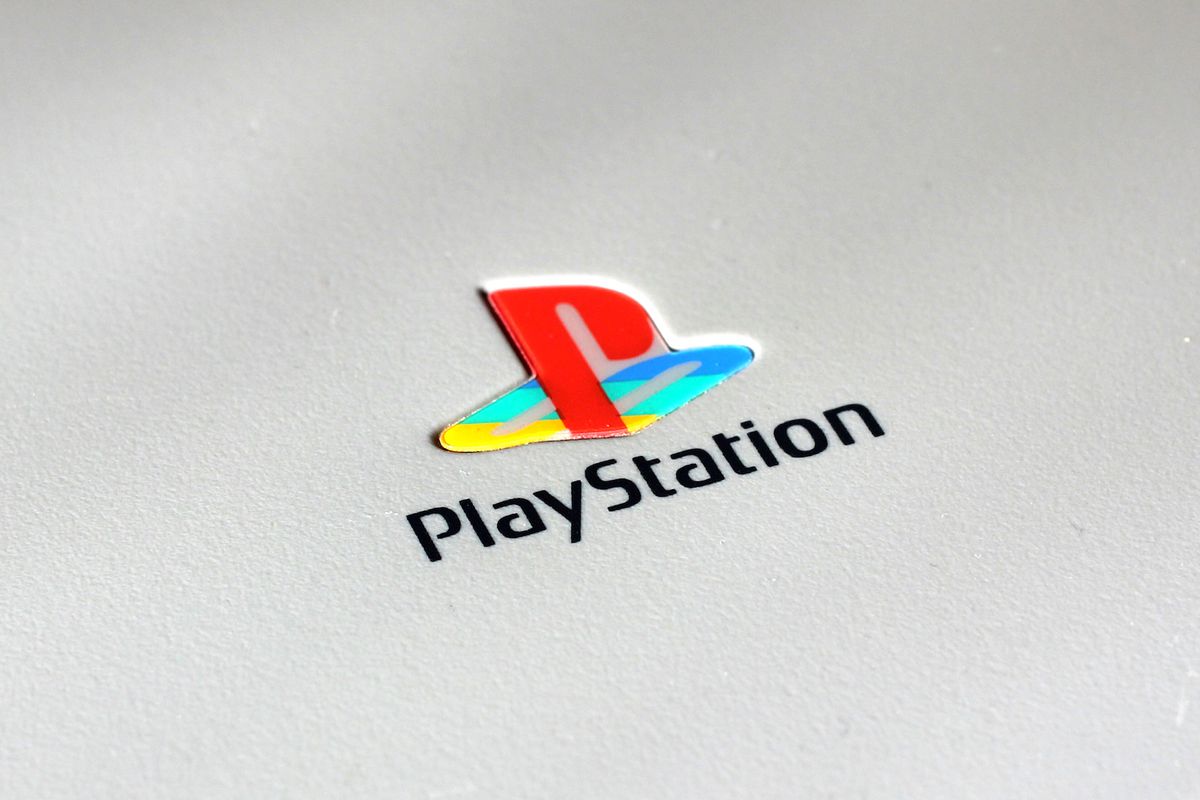 A photo of the original PlayStation logo