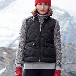 Excursion quilted vest, Pixie pant and cashmere hat.