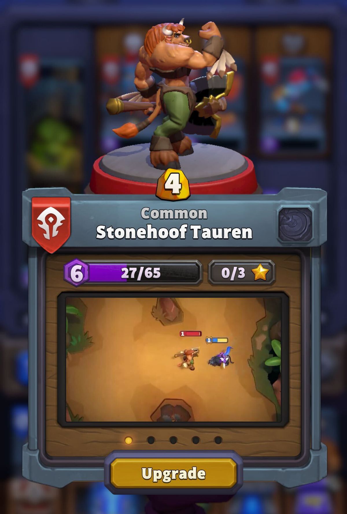 A unit image showing a Stonehoof Tauren in Warcraft Rumble