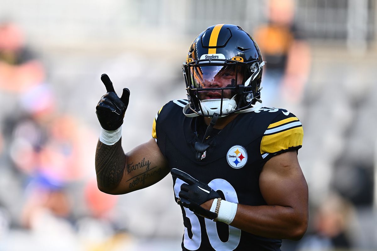 Jaylen Warren #30 of the Pittsburgh Steelers in action during the pre season game against the Buffalo Bills at Acrisure Stadium on August 19, 2023 in Pittsburgh, Pennsylvania.