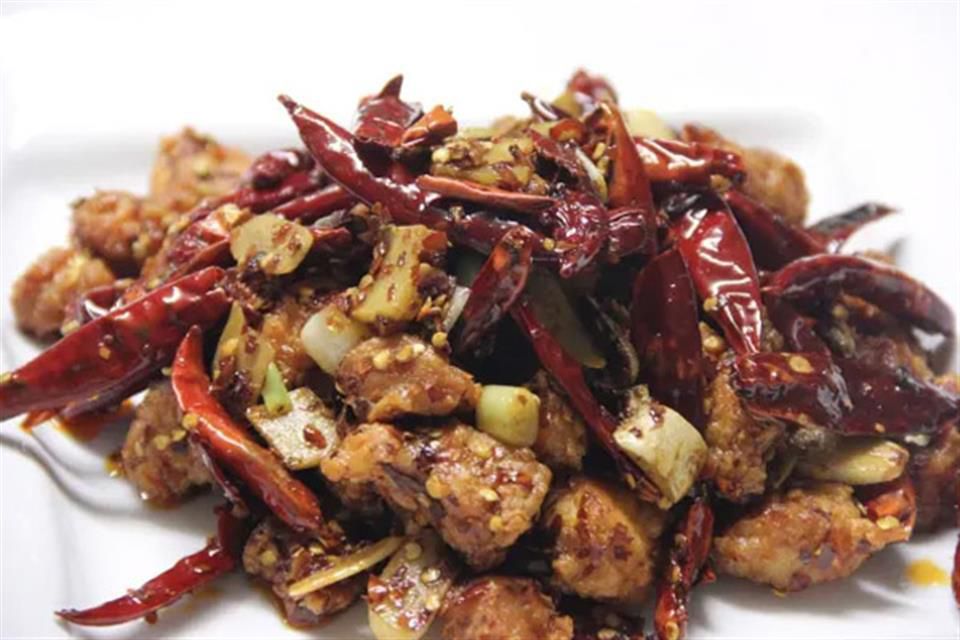 A plate of dry chili chicken.