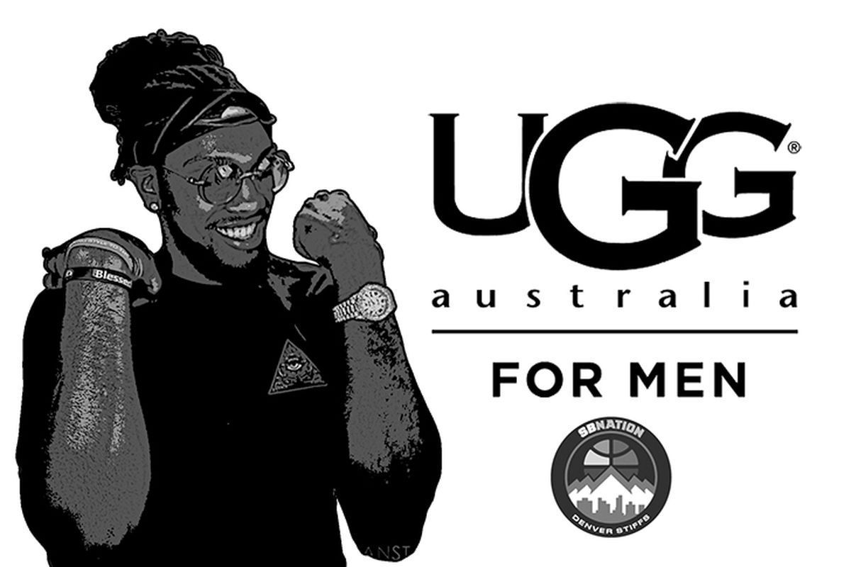 A parody image of Kenneth Faried looking stylish next to the Ugg company logo