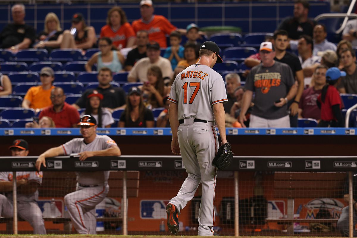 Brian Matusz after being ejected in Miami last year.
