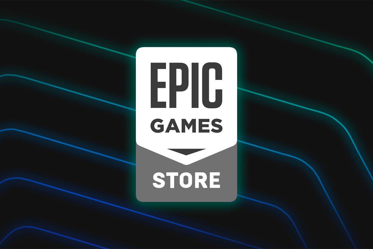 The Epic Games Store logo on a stylized background