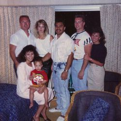 Doug and Linda Semones, left, Ron and Kathy Wolfley, right.  Vai and Keala Sikahema with son, Landon.