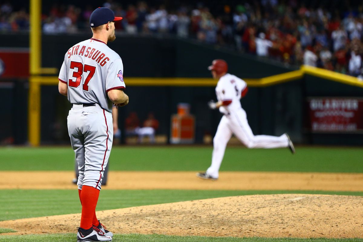 In Tuesday's 14-6 loss to the Diamondbacks, Stephen Strasburg's mechanics looked off. His command looked terrible. He was even changing his repertoire.  Nothing worked.