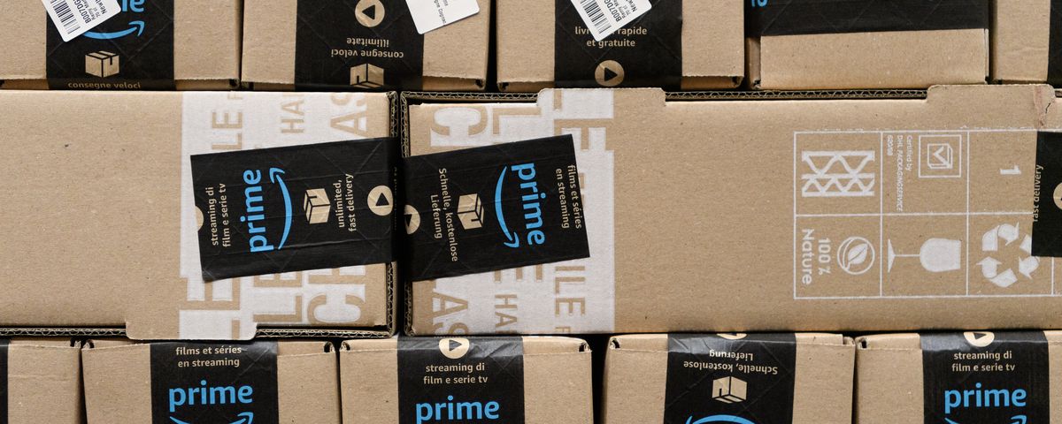 Amazon Prime boxes in a stack