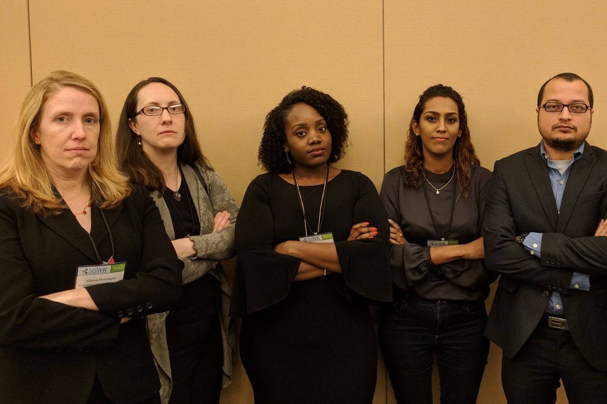 Attendees wearing black at the Society for Social Work and Research conference on January 12