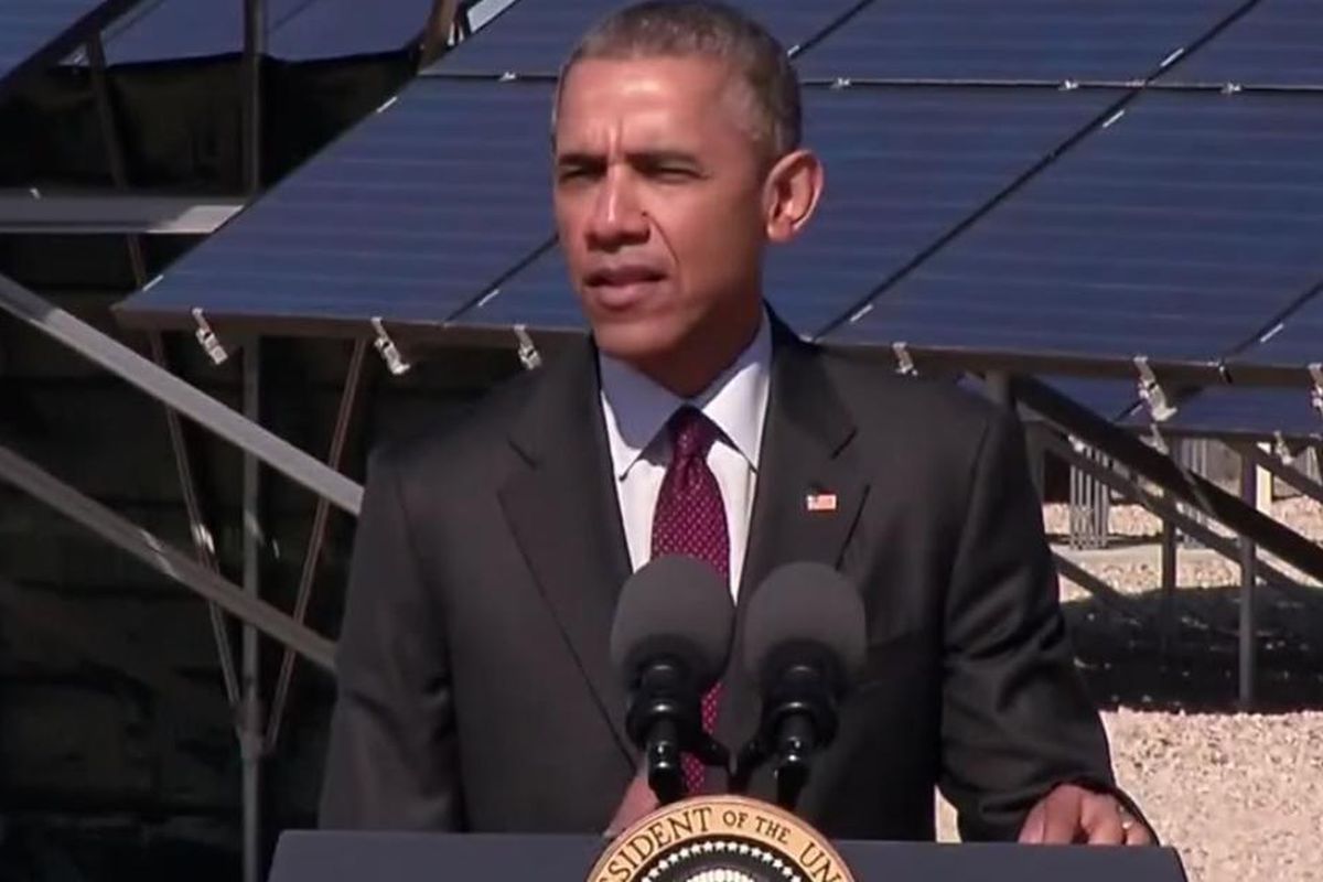 President Obama discusses solar energy at the Hill Air Force Base on April 3, 2015.