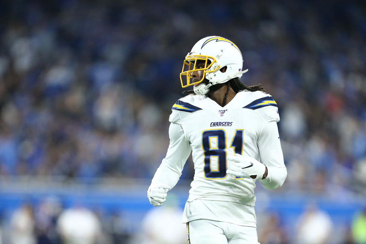 Mike Williams of the Los Angeles Chargers in game action in the fourth quarter Detroit Lions at Ford Field on September 15, 2019 in Detroit, Michigan.
