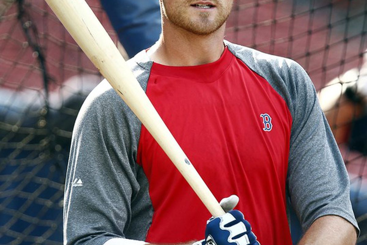 May 26, 2012; Boston, MA, USA; Boston Red Sox third baseman Will Middlebrooks (64) prior to a game against the Tampa Bay Rays at Fenway Park.  Mandatory Credit: Mark L. Baer-US PRESSWIRE