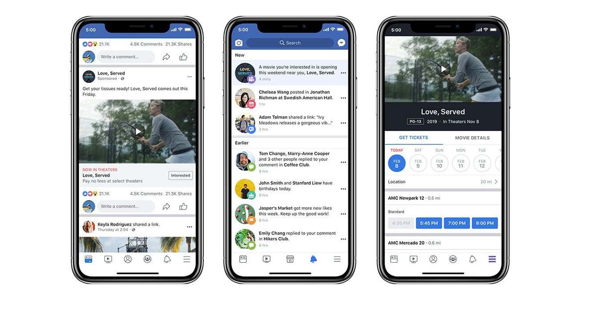 Facebook movie ads will now include ticket and showtime details