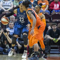 The Minnesota Lynx take on the Connecticut Sun in a WNBA game at Mohegan Sun Arena in Uncasville, CT on June 9, 2018.