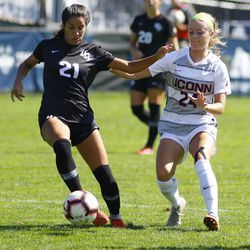 The UCF Knights take on the UConn Huskies in a women’s college soccer game at Morrone Stadium in Storrs, CT on September 30, 2018.
