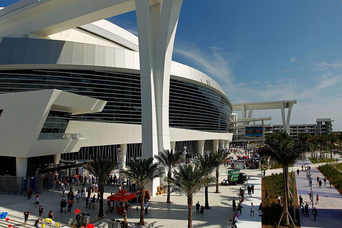 MIAMI, FL - APRIL 04:  An exterior view during Opening Day between the Miami Marlins and the St. Louis Cardinals at Marlins Park on April 4, 2012 in Miami, Florida.  (Photo by Mike Ehrmann/Getty Images)