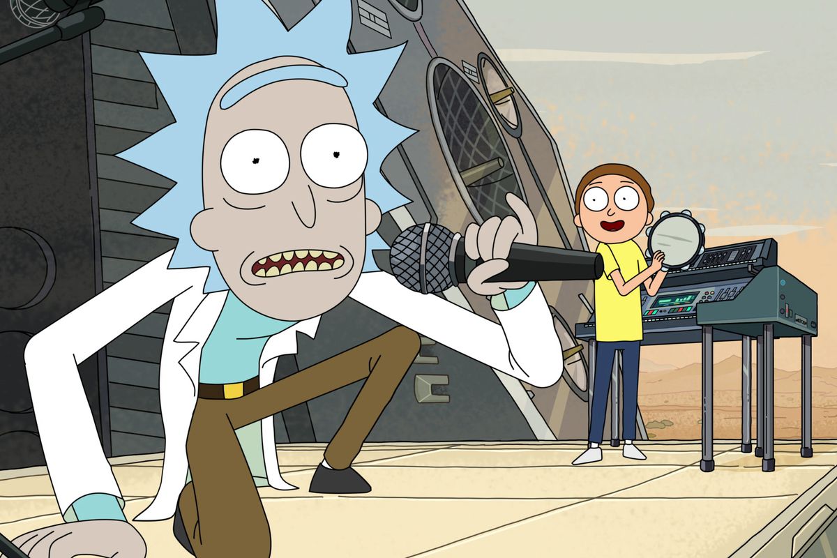 Rick (left) and Morty kick out some jams.