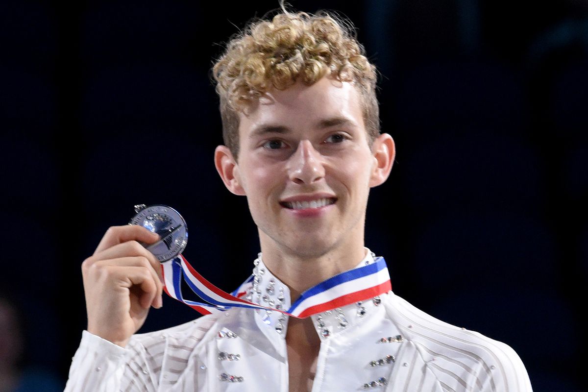 Adam Rippon with his silver medal from the 2015 U.S. nationals.