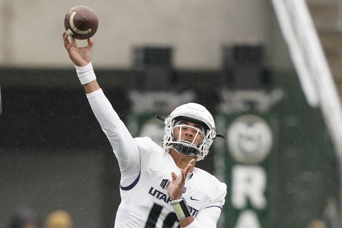Utah State quarterback Jordan Love throws against Colorado State during the first half of an NCAA football game Saturday, Nov. 17, 2018, in Fort Collins, Colo. (AP Photo/Jack Dempsey)