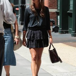 Alicia Vikander wore a black top with a black skirt.