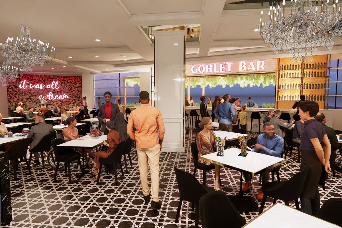 Artist renderings of the interior of the forthcoming Sugar Factory Detroit location.