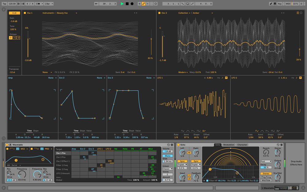 Ableton Live 10 -- new Wavetable synth