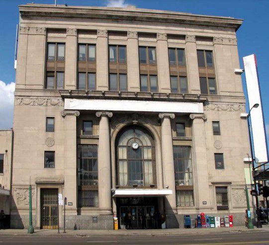 The former Pioneer Bank building, an example of Classical Revival style, at 4000 W. North Ave.