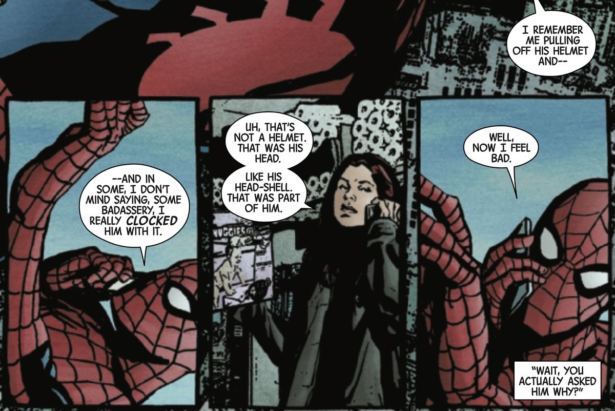 Jessica Jones and Peter Parker (Spider-Man) in Jessica Jones #18, Marvel Comics (2018). 