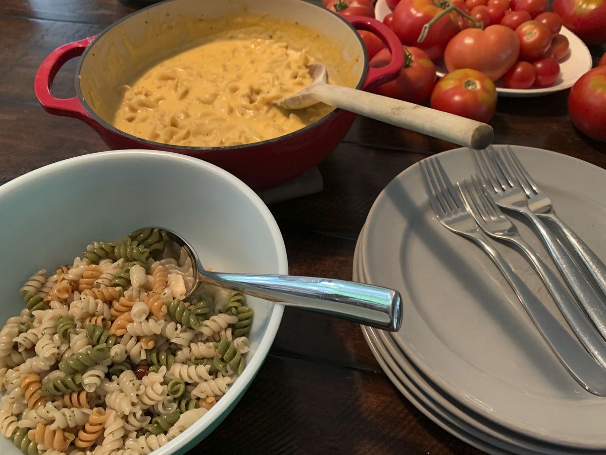 A dinner of Betty Crocker’s Suddenly Salad (left) and Tuna helper are served. Boxed convenience foods aren’t just dinner. For many people born in the latter half of the 20th century, they’re also a source of nostalgia.
