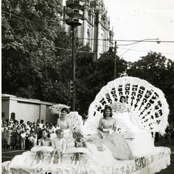 The Days of ’47 royalty ride a float in the parade in Salt Lake City on July 24, 1959.