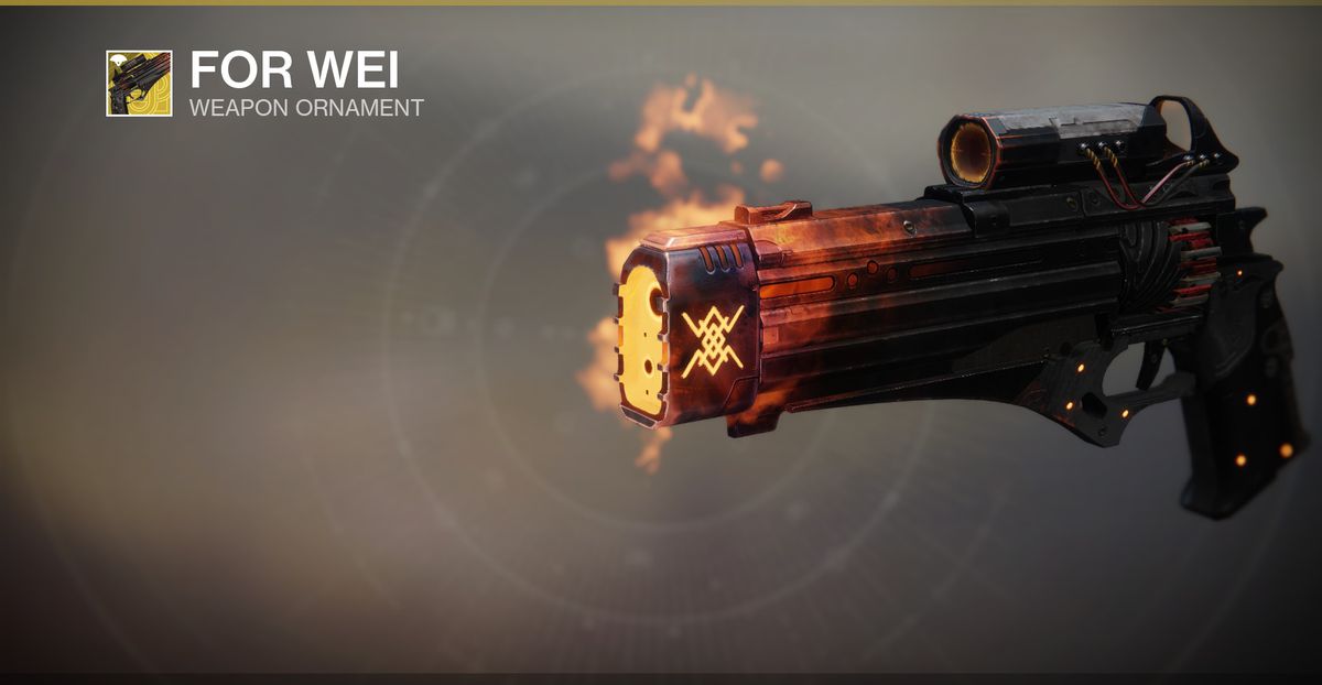 The For Wei weapon ornament for Destiny 2’s Eriana’s Vow hand Cannon