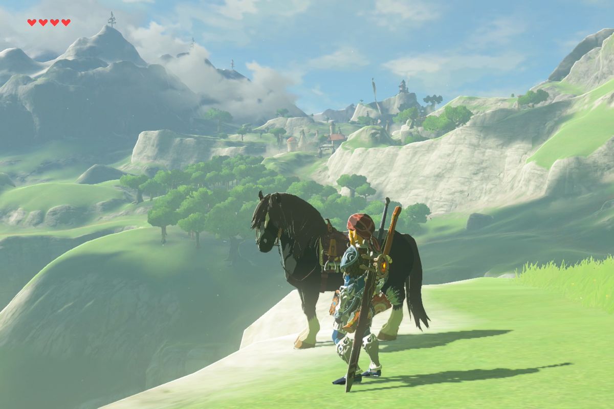 The Legend of Zelda: Breath of the Wild - Link and a black horse