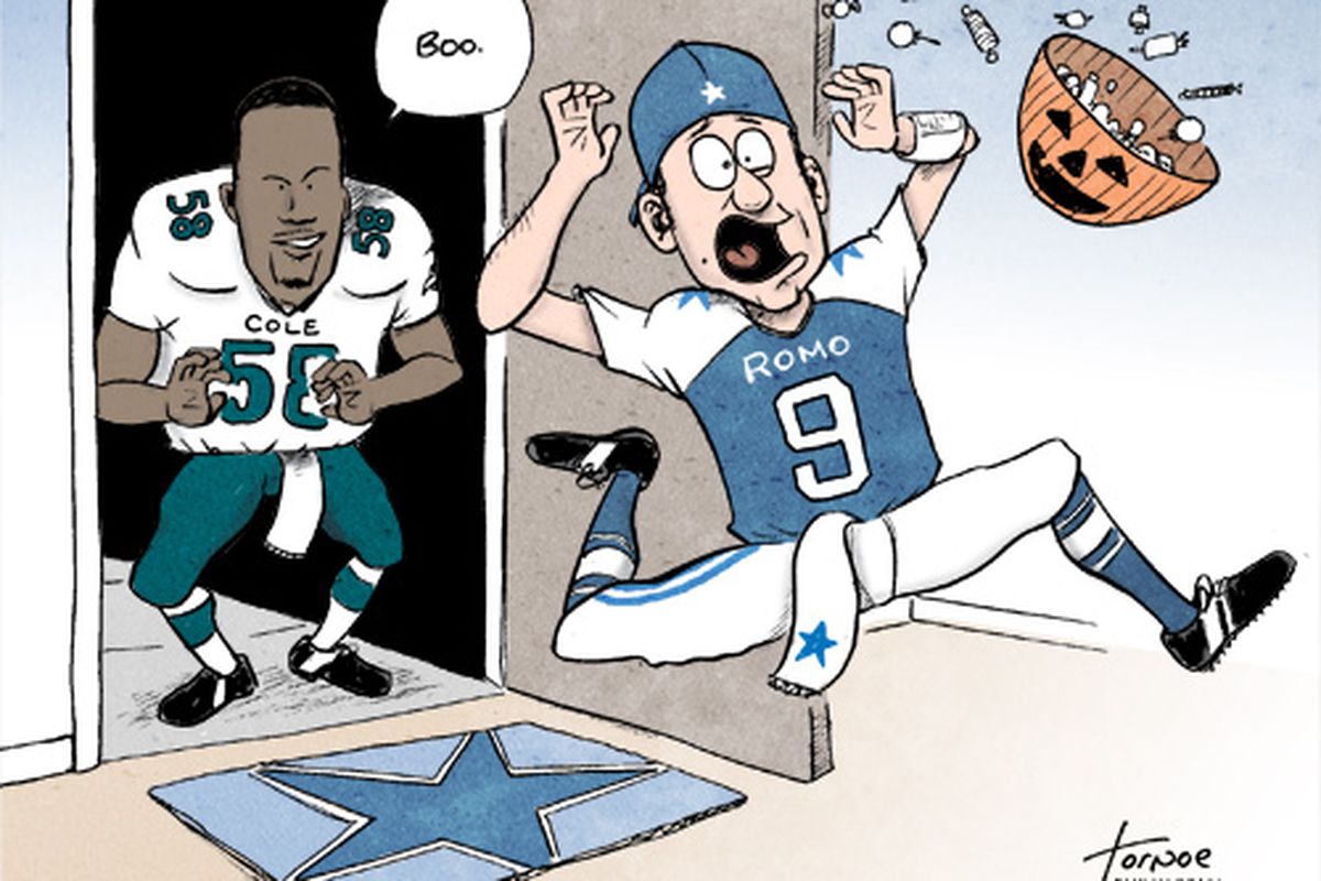 Great cartoon today <a href="http://robtornoe.com/wp-content/uploads/2011/10/Romo500.jpg" target="new">from Rob Tornoe</a>
